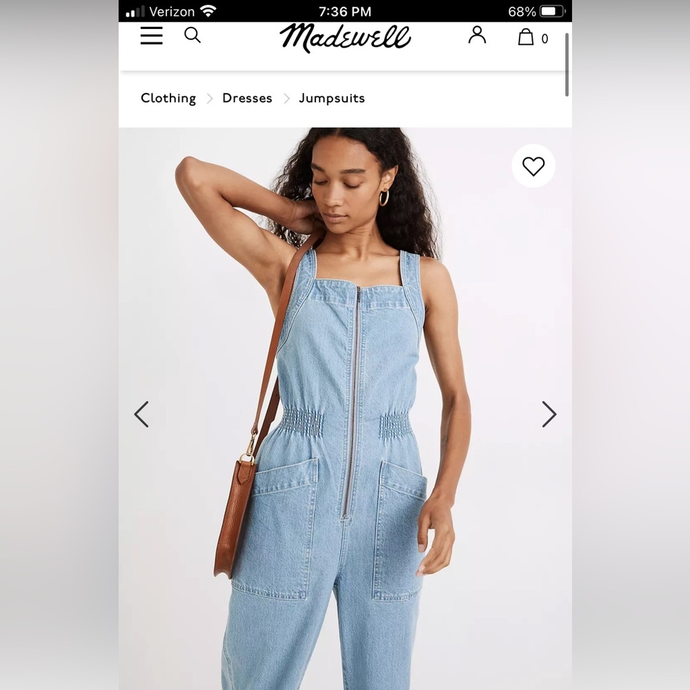 Madewell Light Blue Denim Zip-Front Jumpsuit